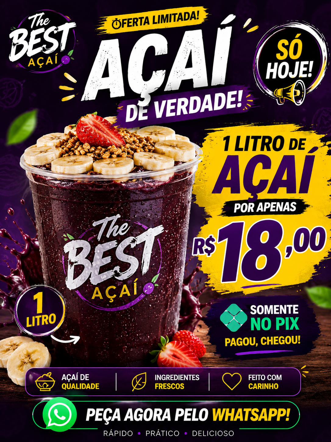 Promoção Açaí 1 Litro por R$ 18